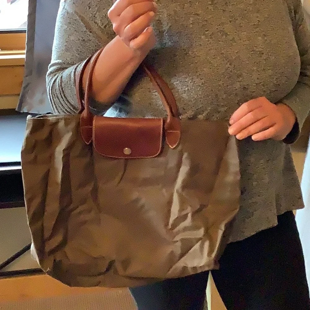 Brown Tote Bag longchamp L brown and dark green - Picture 2 of 6